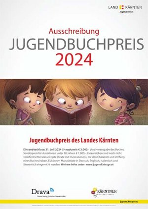 Land Kärnten schreibt Jugendbuchpreis 2024 aus. Grafik: Landesjugendreferat 