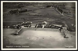 Blick aus der Vogelperspektive auf das Strandbad Klagenfurt im Jahr 1932. Foto: Landesarchiv