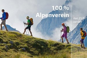 100 % Alpenverein, nur 25 % * zahlen: Jetzt Sportbonus sichern! Foto: Österreichischer Alpenverein