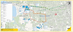 Real Madrid gegen Fiorentina: Verkehrskonzept rund um das Wörthersee Stadion. Grafik: Landespolizeidirektion Kärnten
