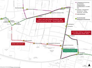 Ab 8.10. Bus-Umleitung in der Hubertusstraße.
