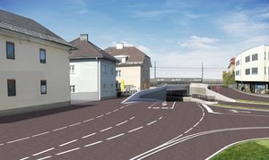 Unterführung Blickrichtung Süden. Visualisierung: ÖBB/Poltnigg und Klammer