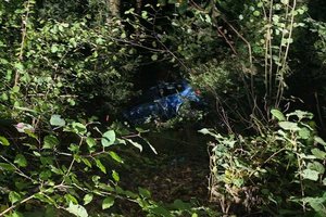 Das Unfallauto lieg im Wald. Foto: FF Zell-Gurnitz