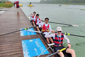 Die Gewinner in München: Leonard Gunzer (Pirat Wien), Volodymyr Kuzmin (RV-Albatros) und RV Nautilus Maximilian Brandstätter und Florian Jeschke. Foto: zVg
