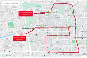 Die Tour der Kidical Mass Fahrrad-Demo am Samstag in Klagenfurt