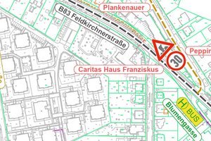 Am 21. Oktober: Verkehrsbehinderungen durch Baustelle in der Feldkirchner Straße. Grafik: Stadtwerke 