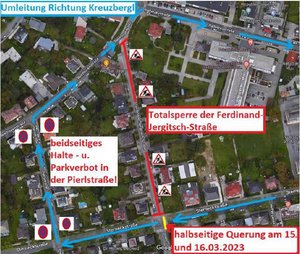 Busumleitungen der KMG: Ferdinand-Jergitsch-Straße ab Montag gesperrt. Grafik: KMG
