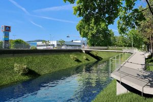 Neubau des Heinzelstegs startet noch im Oktober. Visualisierung: DI Heimo Kramer
