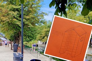 „Wachhäuschen“ im Lendhafen: Neue Kunst-Installation von Hannes Zebedin wird eröffnet. Foto: Mein Klagenfurt/Skizze des Wachhäuschens von Hannes Zebedin