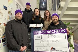 Wir.Austrianer e.V. spendet 1.000 Euro an JUNO. Foto: KK