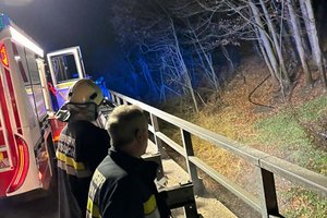 Einsatz der Feuerwehr auf der A2 Südautobahn, Höhe Forsteseekraftwerk. Foto: FF Pörtschach