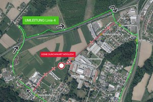 Grabungsarbeiten: Buslinie 4 in Klagenfurt wird umgeleitet