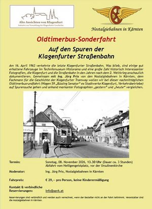 Mit dem Oldtimerbus auf den Spuren der Klagenfurter Straßenbahn