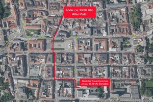 Die Route des Trauermarsches durch Klagenfurt