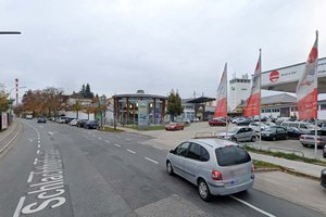 Aktuelle Verkehrsbehinderung in der Schlachthofstraße. Foto: Google Street View