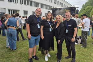 Am Foto: Peter Hartl, Victoria Pucher, Ada Pellert, Ferdinand Raunegger. Foto: ÖH der Alpen-Adria-Universität Klagenfurt 