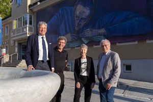 LH Peter Kaiser, Harald Scheicher, LHStv.in Gaby Schaunig und Bleiburgs Bgm. Stefan Visotschnig bei der Ausstellungseröffnung „Christine Lavant & Werner Berg“ in Bleiburg. Foto: LPD Kärnten/Just
