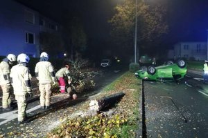 Villacherin prallte in der August-Jaksch-Straße gegen einen Baum. Foto: Berufsfeuerwehr Klagenfurt