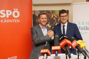 Schulterschluss: LR und Landesparteivorsitzender Daniel Fellner und ÖVP-Landeschef Martin Gruber. Foto: SPÖ Kärnten