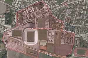 Beim Cupfinale Sturm Graz - SK Rapid im Klagenfurter Wörthersee Stadion am 1. Mai, wird eine Sicherheitszone eingerichtet. Grafik: Landespolizeidirektion Kärnten