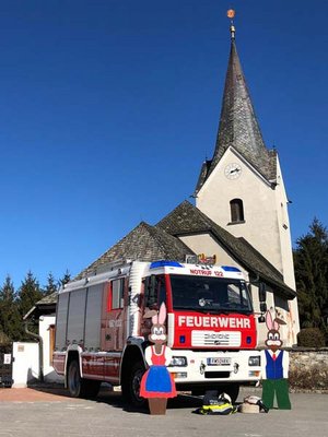 Die Kameradinnen und Kameraden der Feuerwehr Wölfnitz wünschen der Klagenfurter Bevölkerung ein schönes und besinnliches Osterfest. Foto: Rückenbaum Rene 