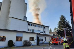 Heute Morgen brach am Gelände der Kropfitsch Mühle ein Brand aus. Foto: Berufsfeuerwehr Klagenfurt