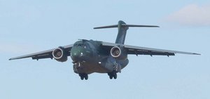 Nachfolger der Hercules: Embraer C-390 erstmals am Flughafen Klagenfurt. Foto: Georg Mader