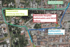 Bus-Umleitungen wegen Schachtsanierung in der Theatergasse