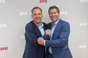 Philipp Liesnig einstimmig zum geschäftsführenden Vorsitzenden der SPÖ Klagenfurt gewählt. Klubobmann NR Philip Kucher bleibt ordentlicher Bezirksparteivorsitzender. Foto: KK