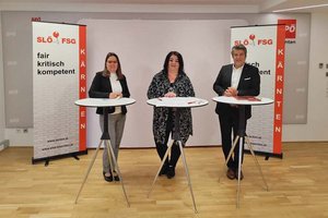 v.l.: Daniela Ahm, Ines Domenig, Stefan Sandrieser. Foto: SLÖ Kärnten