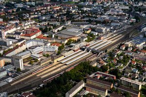 Luftaufnahme Hauptbahnhof Klagenfurt. Foto: ÖBB/Chris Zenz