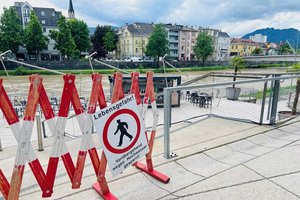 Hochwasser erwartet: Villach sperrt Draubermen und Gailradweg. Foto: Stadt Villach