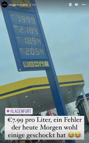 Irrtum an Klagenfurter Tankstelle sorgte heute Vormittag für Schreckmomente. Foto: Instagram/Klagenfurt Elite 