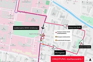 St. Veiter Straße: KMG-Linien A und 4 fahren Umleitung