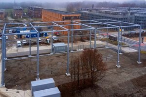 Outdoor Drone Space Austria der Universität Klagenfurt vor Fertigstellung. Foto: photo riccio