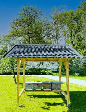 Neu im Garten: Pünktlich zum Welttag der Biene am 20. Mai wurde im Elisabethinen-Krankenhaus ein neues Bienenhaus bezogen. Foto: EKH