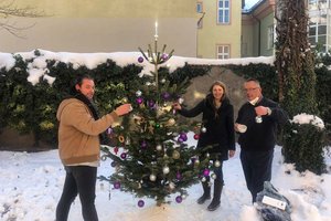 In der Wohnungslosentagesstätte Eggerheim wurde bereits der Baum für das Weihnachtsfest geschmückt. Foto: Caritas