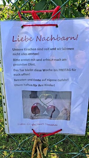 Der freundliche Hinweis am Gartenzaun. Foto: Mein Klagenfurt