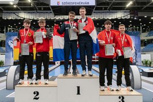Deutschland mit Felix Schmidt & Maximilian Strauss, Weltmeister Kroatien mit Petar Stefok & Luka Jakovina, und unsere Bronzenen Jonas Plaukovits und Rafael Waldhauser. Foto: ÖSKB