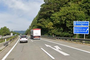 Im 1. Halbjahr wurden auf der A2 bei Pörtschach 7,3 Millionen Fahrzeuge gezählt. Foto: Google Street View