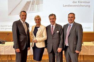 Von links: Vorstandsdirektor Kurt Tschemernjak, die neu bestellte Aufsichtsrätin Birgit Rutter, Aufsichtsratsvorsitzender Andreas Graf Henckel von Donnersmarck und Vorstandsvorsitzender Jürgen Hartinger. Foto: Kärntner Landesversicherung