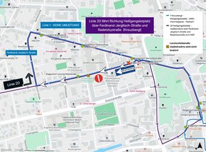 Linie 20 weiterhin mit Umleitung
