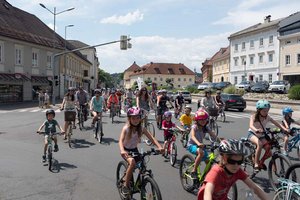 Fahrraddemo für sicheres Fahrradfahren für Kinder. Foto: Kidical Mass Klagenfurt