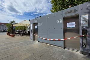 Öffentliche Toilette am Neuen Platz wegen Schäden derzeit gesperrt. Foto: Mein Klagenfurt