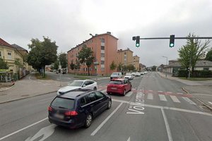 Totalausfall der Ampelanlage nach Unfall im Frühverkehr auf der Völkermarkter Straße. Foto: Google Street View