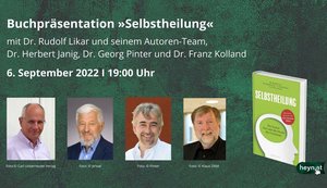Selbstheilung: Buchpräsentation mit Dr. Rudolf Likar und seinem Autoren-Team. Grafik: Buchhandlung Heyn