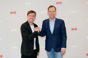 NR Philip Kucher und der designierte Klagenfurter Vizebürgermeister Ronald Rabitsch. Foto: SPÖ