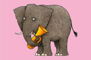 Familienkonzert im Stadttheater: „Der Elefantenpups“ nimmt Kinder mit auf Weltreise. Grafik: Martin Bernhard 
