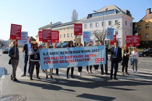 In Klagenfurt demonstrierten heute die Bankangestellten. Foto: ÖGB Kärnten
