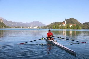 Theodor Jan Eberhart (BRG-Viktring) im U15-Einer in Bled. Foto: zVg